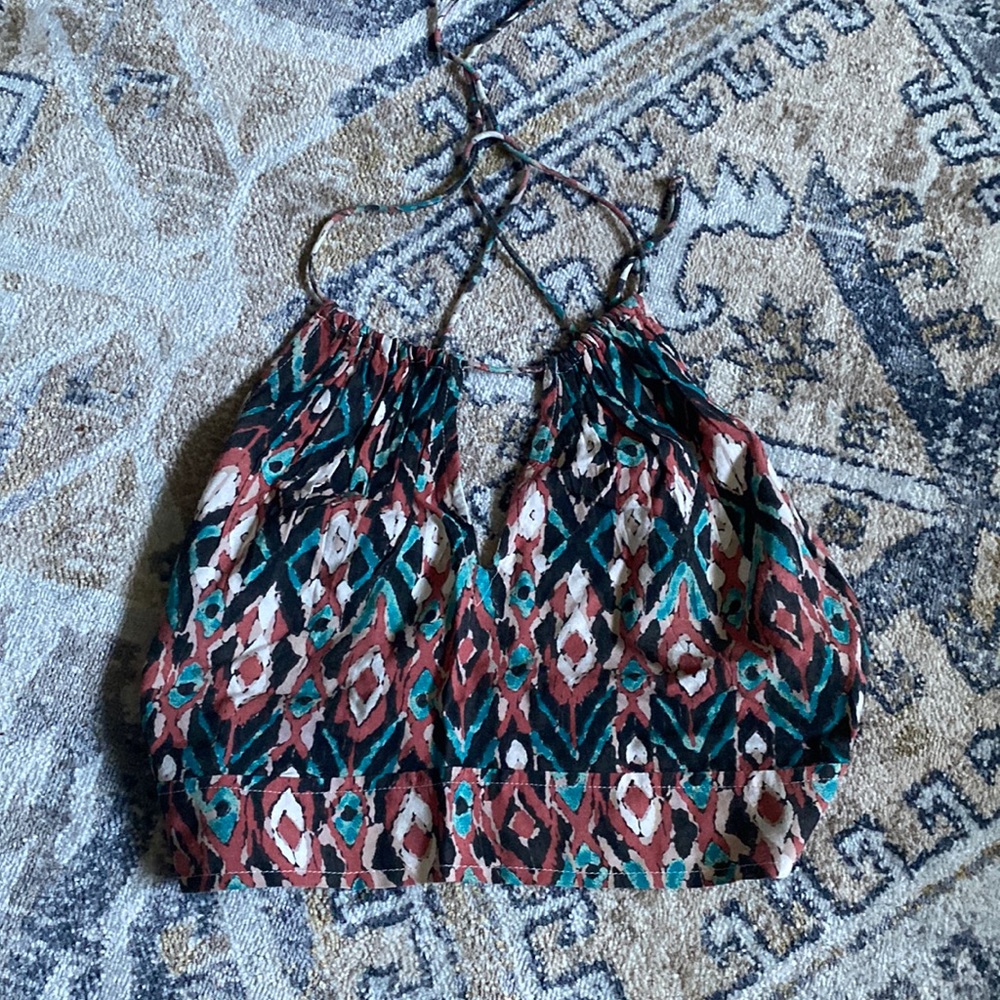 Roxy halter aztec crop top